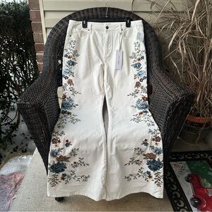 Driftwood Farrah White Blue Corduroy Cream Indigo Plantation Jeans 34x34